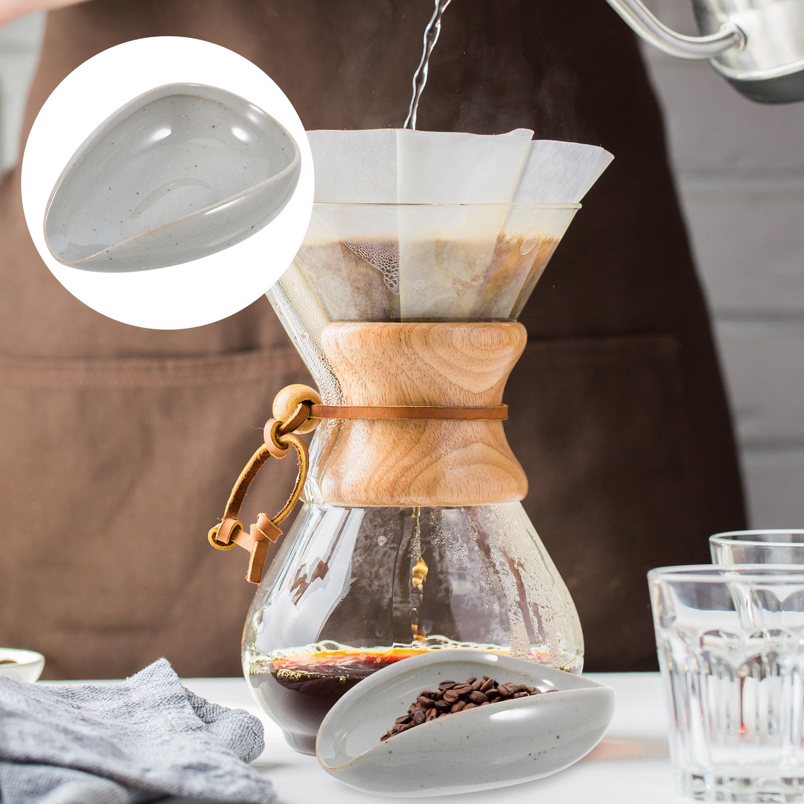 Coffee Tea And Bean Leaf - Ceramic Coffee Bean Tray Multi-Function Dosing