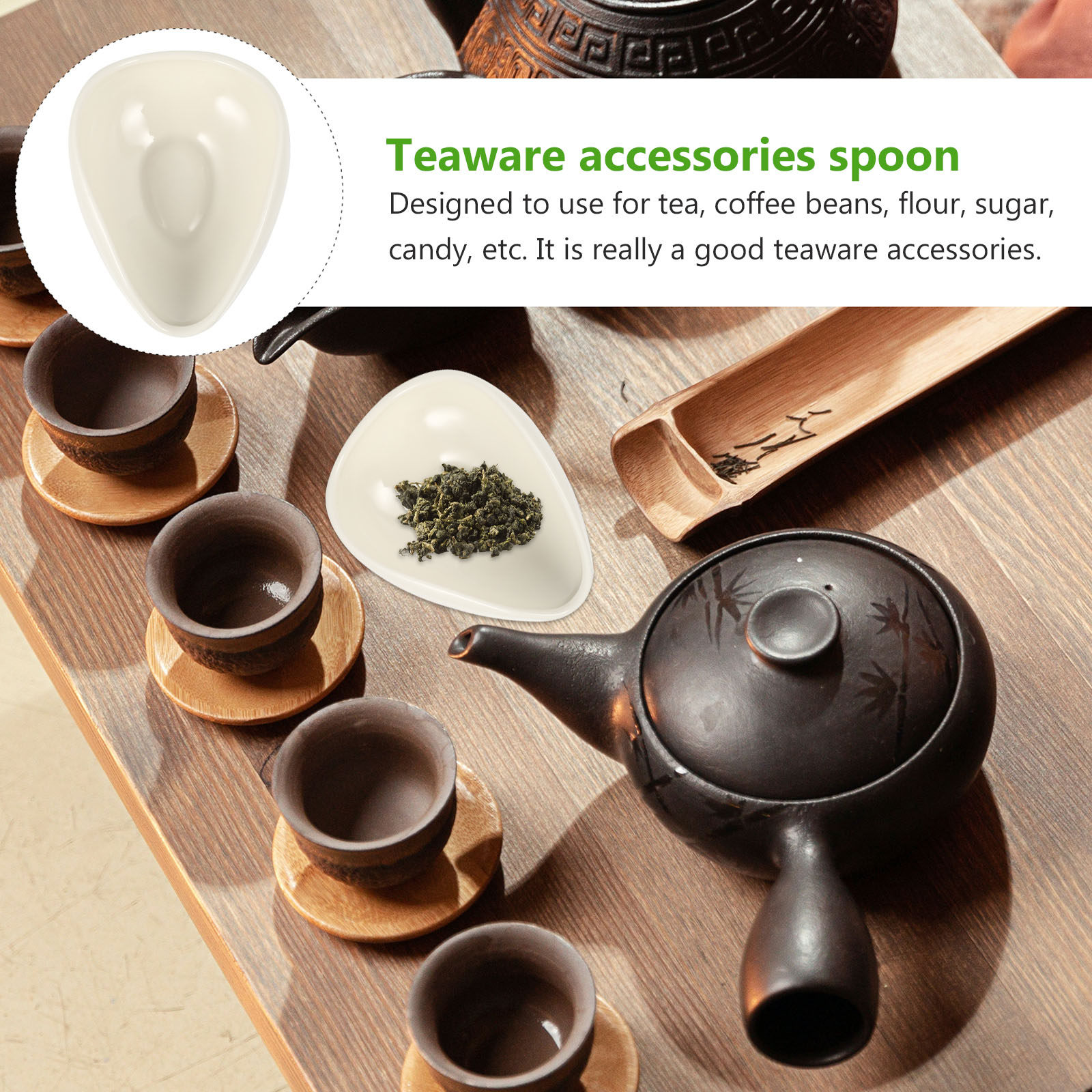 Coffee Tea And Bean Leaf - 2Pcs Ceramic Tea Scoop for Loose