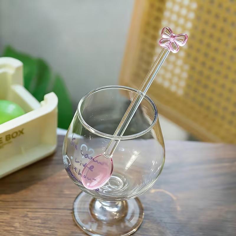 Pink Bow-Adorned Glass Coffee  - огляд і ціна Tea Coffee Utensils