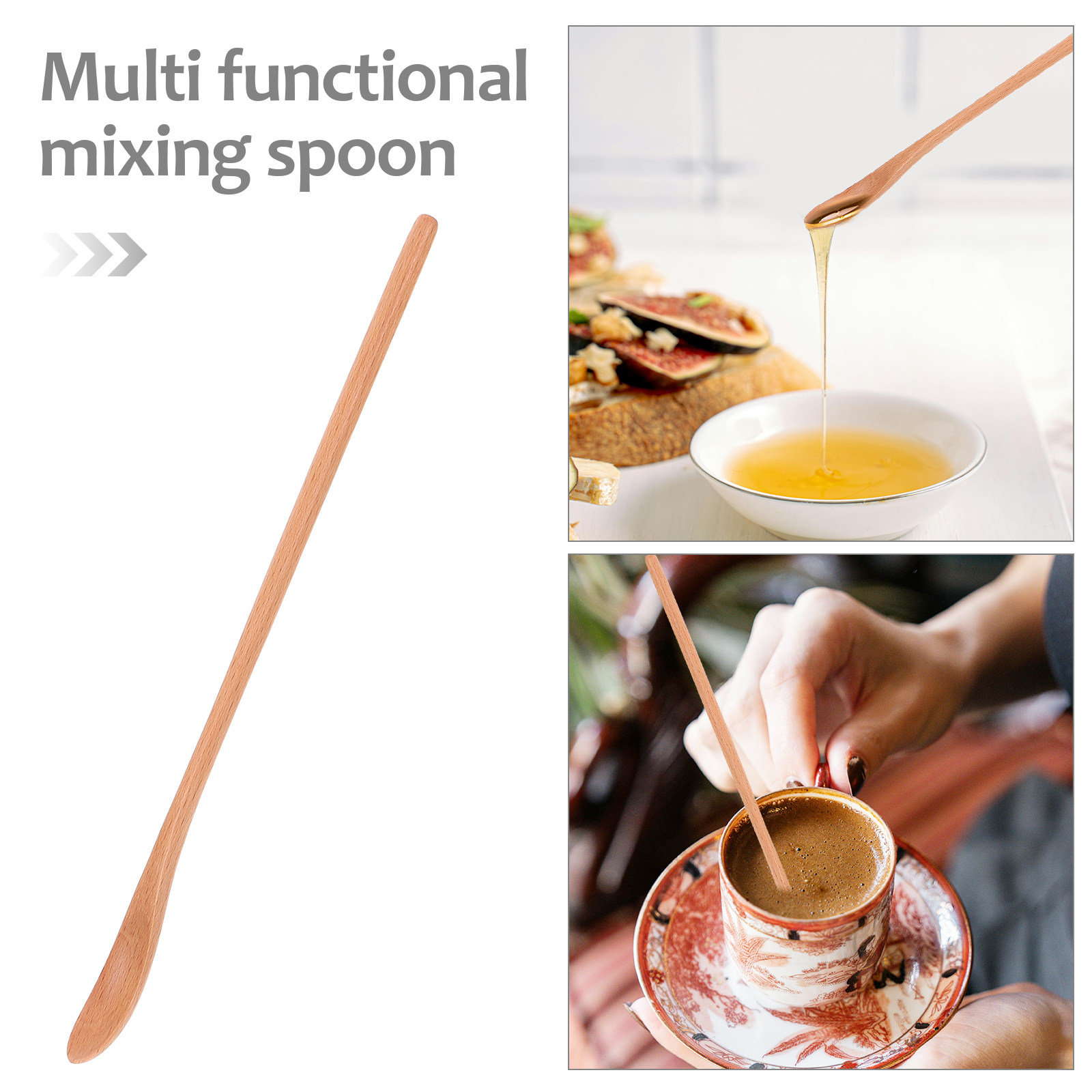 2Pcs Long Handle Wooden Honey  - огляд і ціна Tea Coffee Utensils