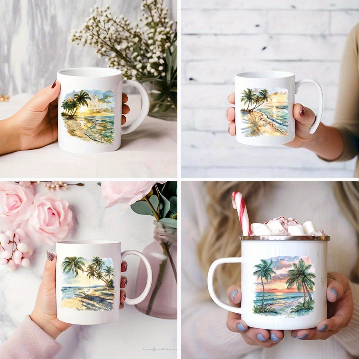 24Pcs/Set Summer Tropical Beac - огляд і ціна Coffee Tea Paper Cups