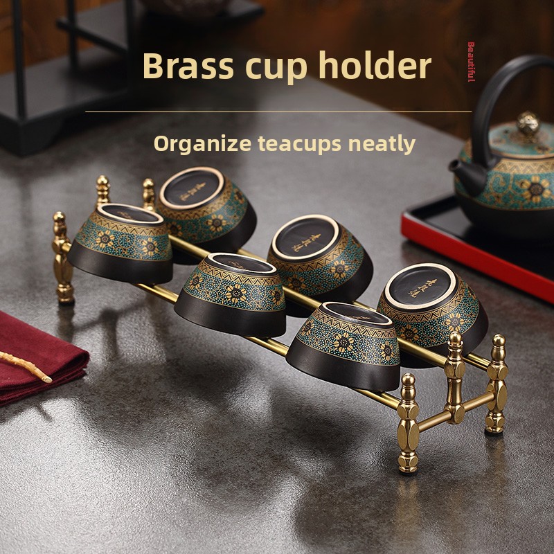 Minimalist Brass Teacup Holder - огляд і ціна Gongfu Tea Set