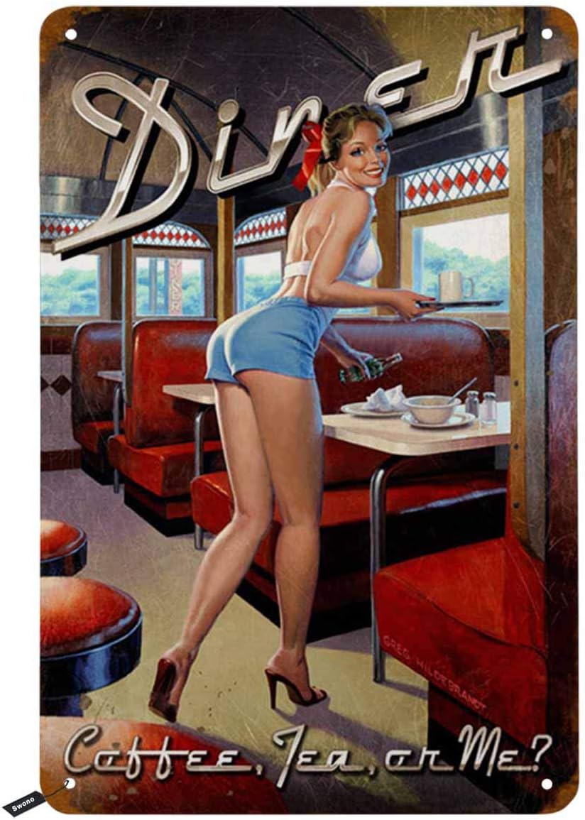 Swono Dinner Tin Signs,Pinup G - огляд і ціна Coffee Tea And Me