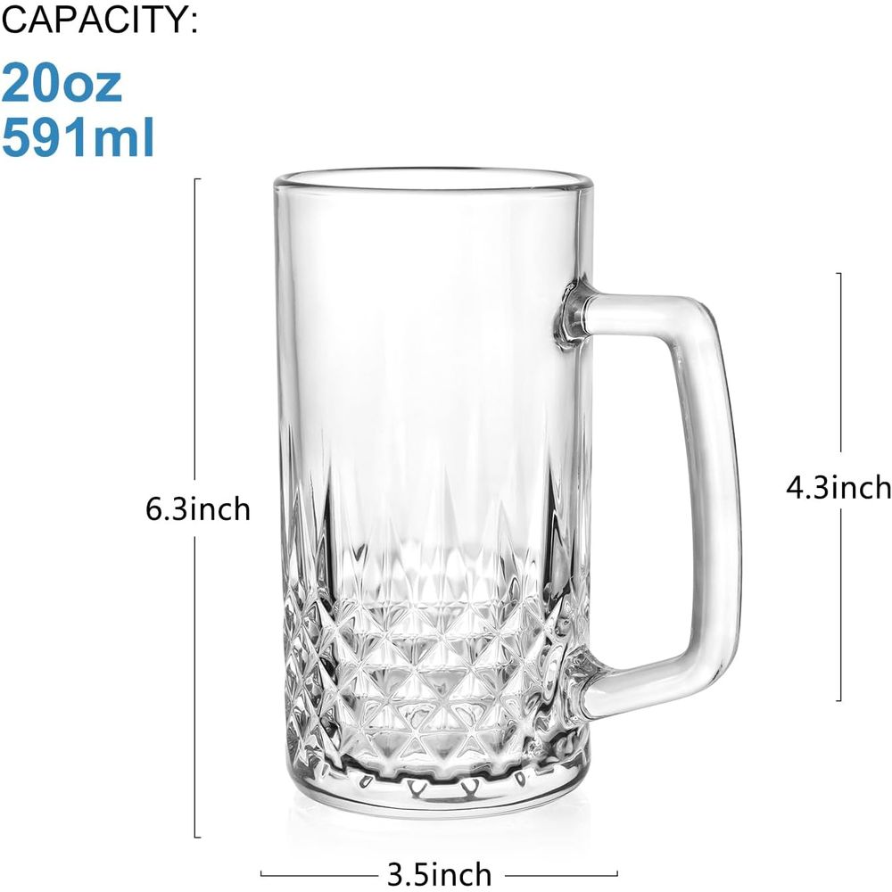 20 oz Heavy Glass Mugs Set of  - огляд і ціна Coffee Tea Gift